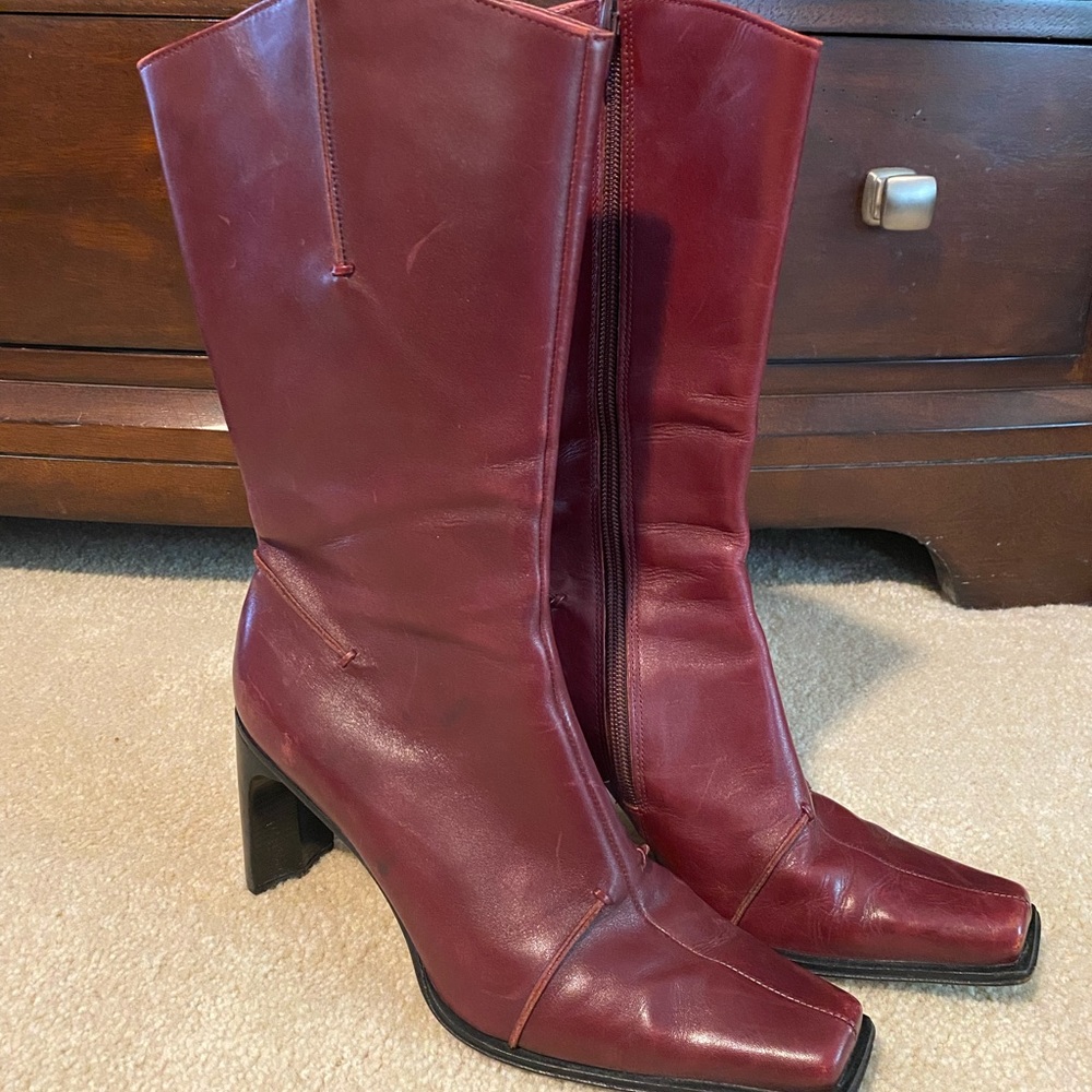 Antonio Melani Burgundy Leather Boots 8.5M